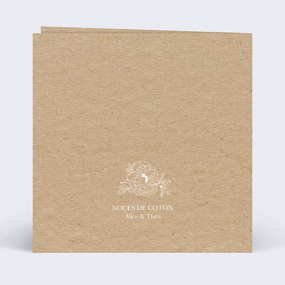 Invitation anniversaire mariage Gravure Kraft Verso