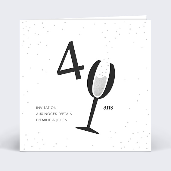 Invitation anniversaire mariage Levons nos Verres Chiffres