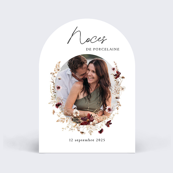 Invitation anniversaire mariage Couronne de Fleurs Sauvages