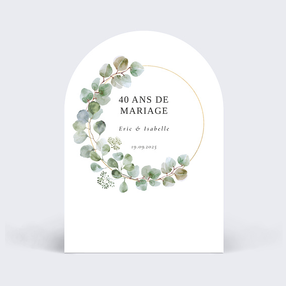 Invitation anniversaire mariage Couronne Ocre Eucalyptus