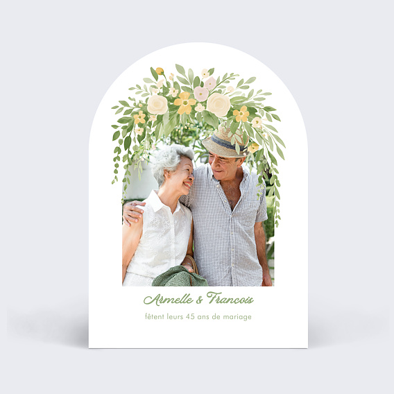 Invitation anniversaire mariage Arche végétal moderne