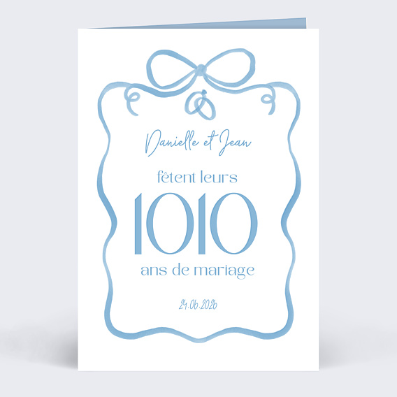 Invitation anniversaire mariage Alliances et Ruban