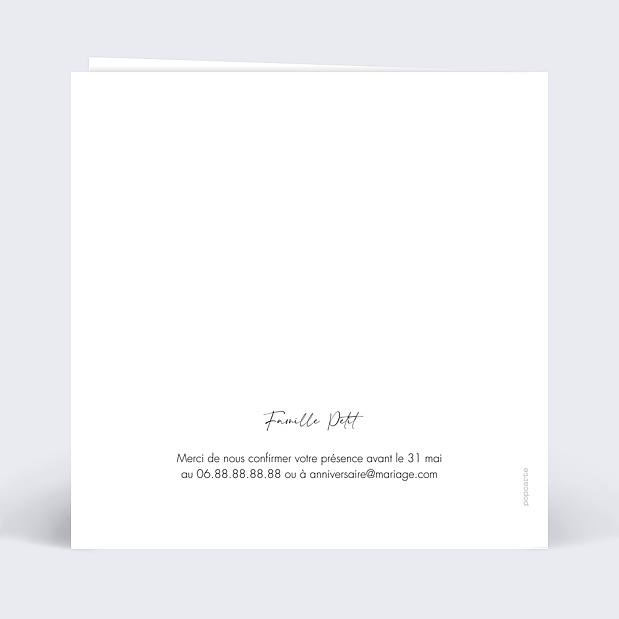 Invitation Anniversaire de Mariage Wild Flowers Verso