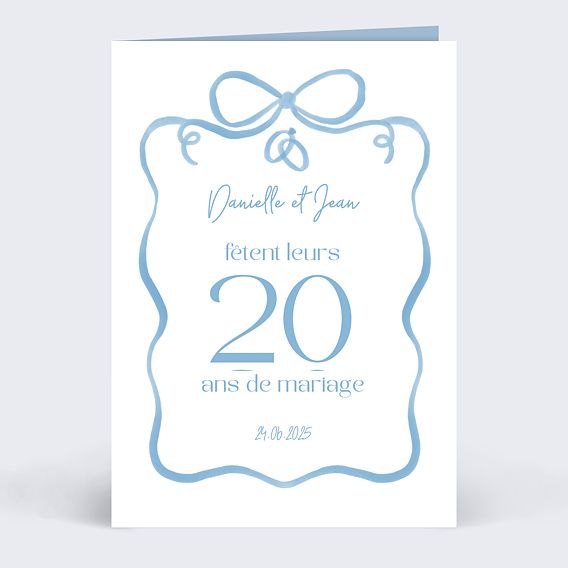 Invitation anniversaire mariage Alliances et Ruban