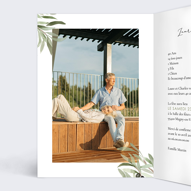Invitation Anniversaire de Mariage Provençal Intérieur Gauche