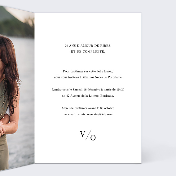 Invitation anniversaire de mariage Photo Pleine Page
