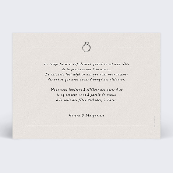 Invitation anniversaire mariage Télégramme Verso