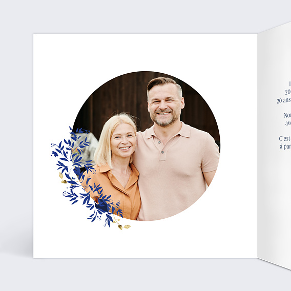 Invitation anniversaire mariage Esprit Azulejos Intérieur Gauche