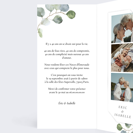 Invitation anniversaire de mariage Cadre Ocre Eucalyptus