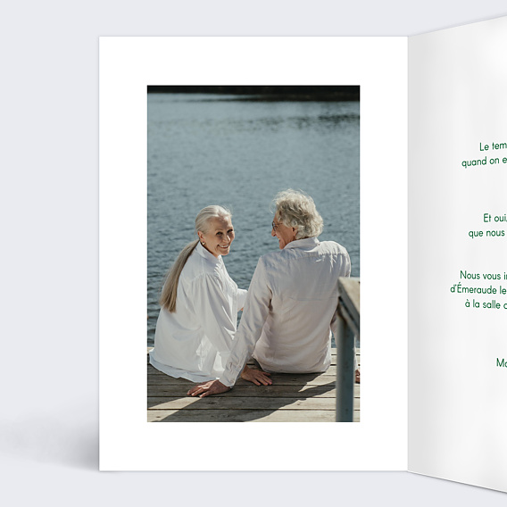 Invitation anniversaire mariage 40 années d'amour Intérieur Gauche