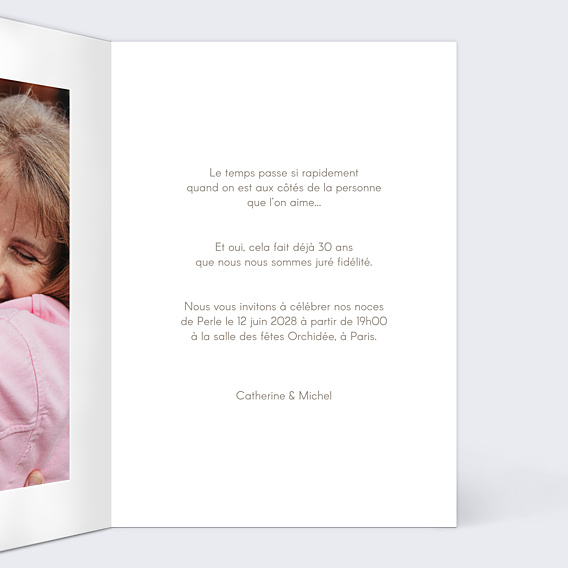 Invitation anniversaire de mariage 30 années d'amour