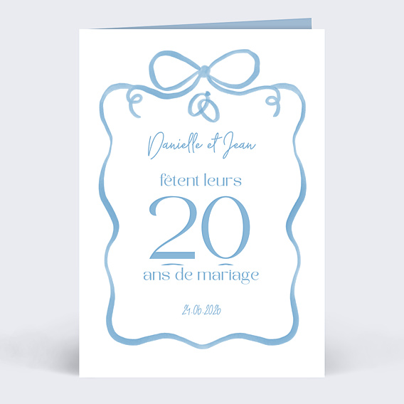 Invitation anniversaire mariage Alliances et Ruban