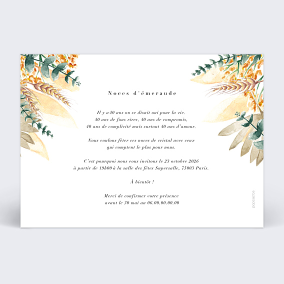 Invitation anniversaire de mariage Bohemia