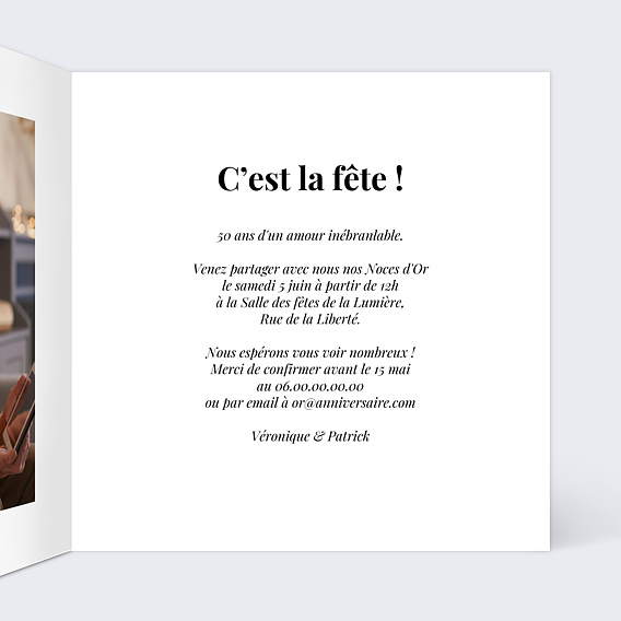 Invitation anniversaire de mariage Années en photos