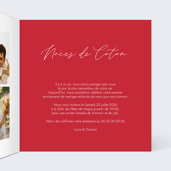 Invitation anniversaire de mariage Photo cœur