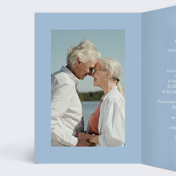 Invitation anniversaire mariage Alliances et Ruban Intérieur Gauche