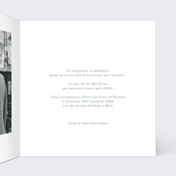 Invitation anniversaire de mariage Photo Souvenir 60
