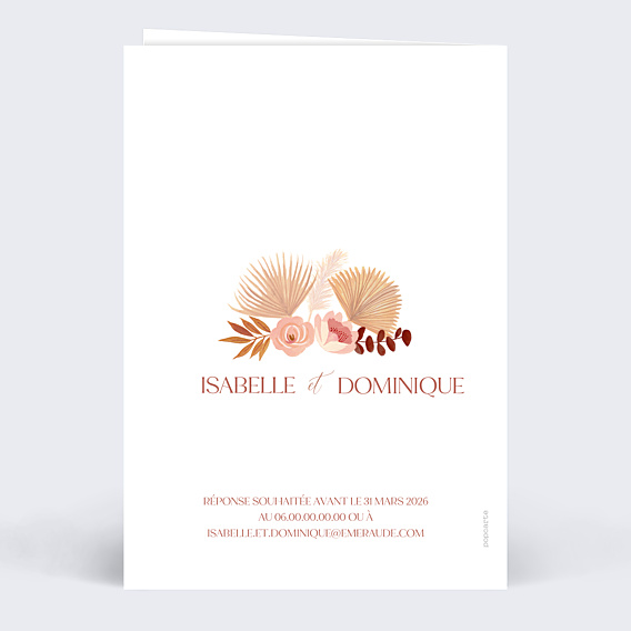 Invitation anniversaire de mariage Arche bohème terracota