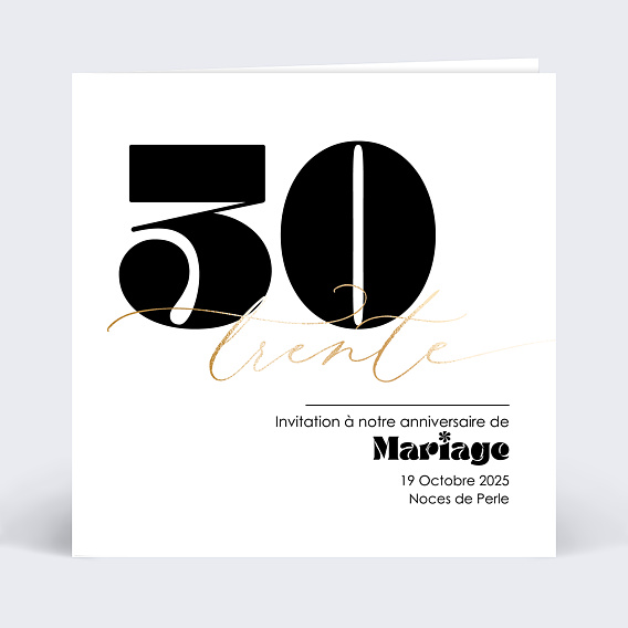 Invitation anniversaire mariage 30 ans Moderne