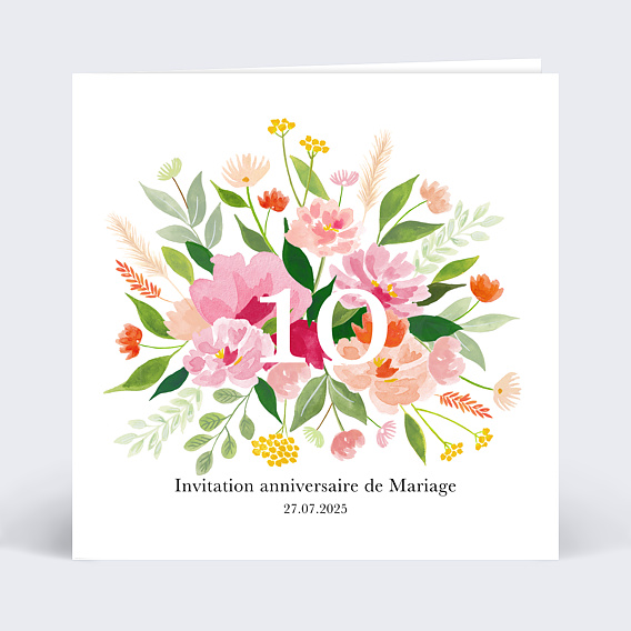 Invitation anniversaire mariage Aquarelle Champêtre