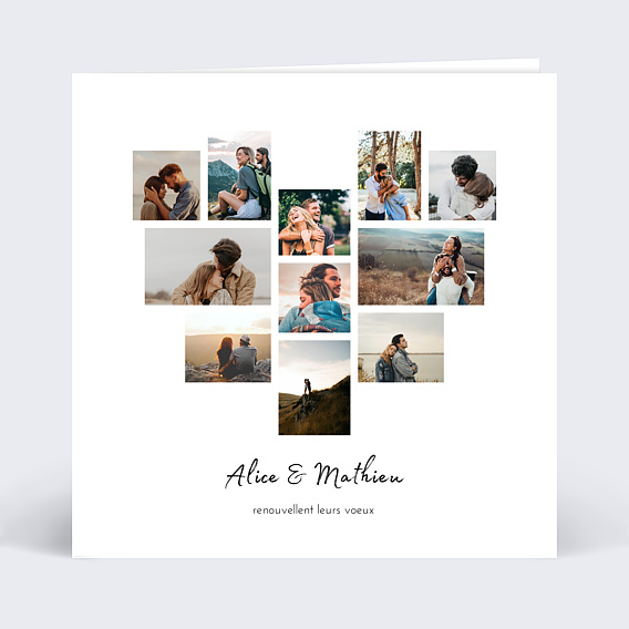 Invitation anniversaire mariage Cœur en Photos