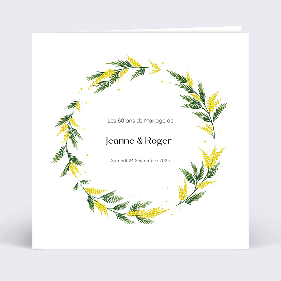 Invitation anniversaire mariage Couronne de Mimosa