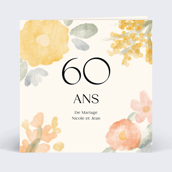 Invitation anniversaire mariage Jardin Aquarelle