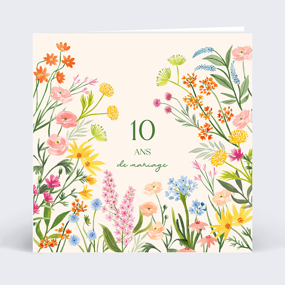 Invitation anniversaire mariage Jardin Romantique