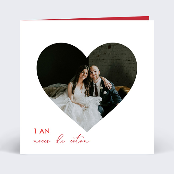 Invitation anniversaire mariage Photo cœur