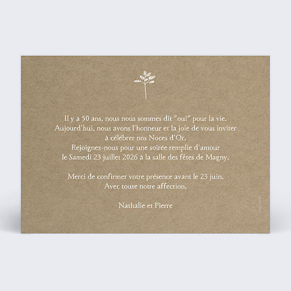 Invitation anniversaire de mariage Bouquet Champêtre