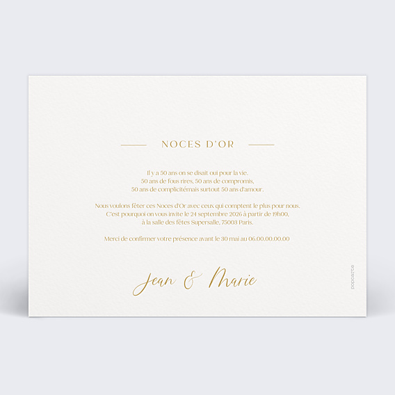 Invitation anniversaire de mariage Lettering