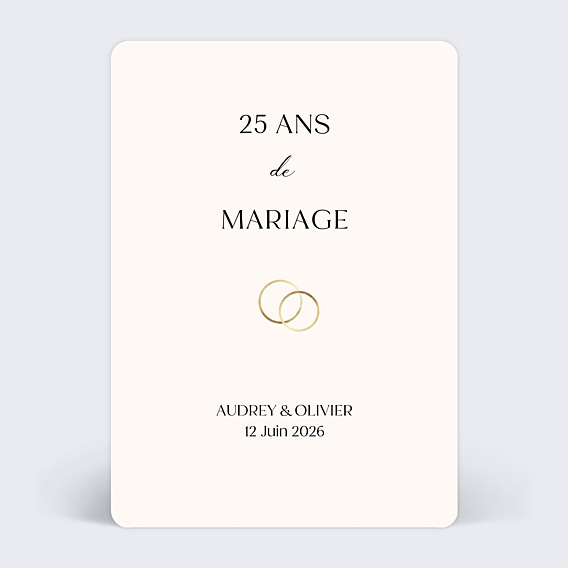 Invitation anniversaire de mariage Alliances Minimalistes