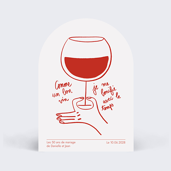 Invitation anniversaire mariage Verre ballon