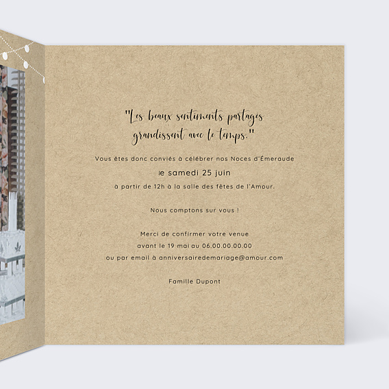 Invitation anniversaire de mariage Arbre
