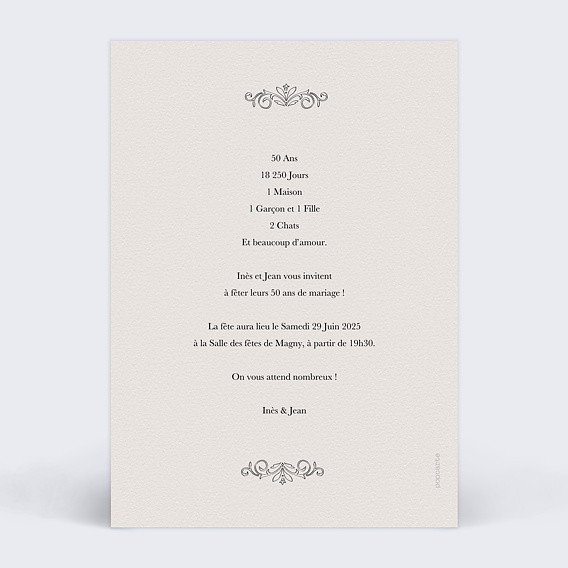 Invitation anniversaire mariage La revue Verso