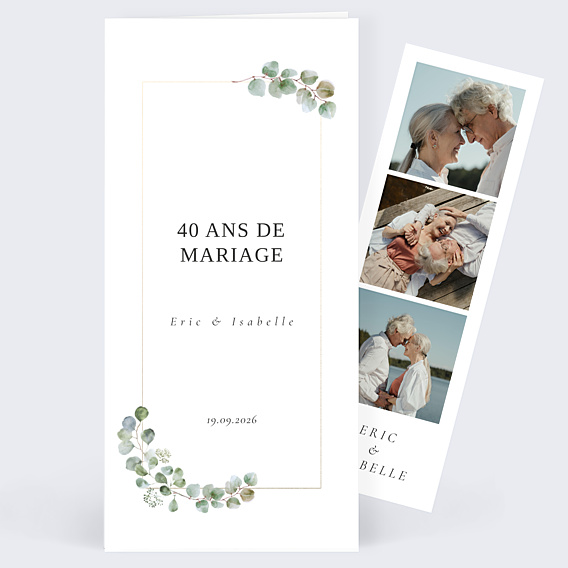 Invitation anniversaire mariage Cadre Ocre Eucalyptus