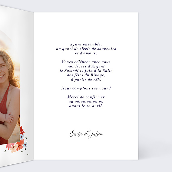 Invitation anniversaire mariage Arche champêtre Intérieur Droit