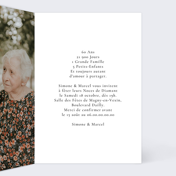 Invitation anniversaire mariage Liens du Cœur Intérieur Droit