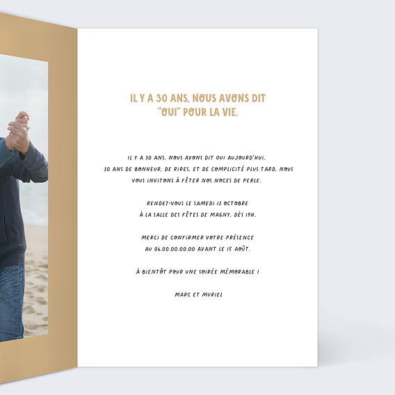 Invitation anniversaire mariage Notre Chemin Intérieur Droit