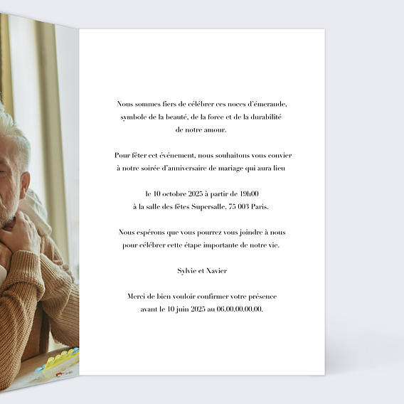 Invitation anniversaire mariage Rétrospective Intérieur Droit