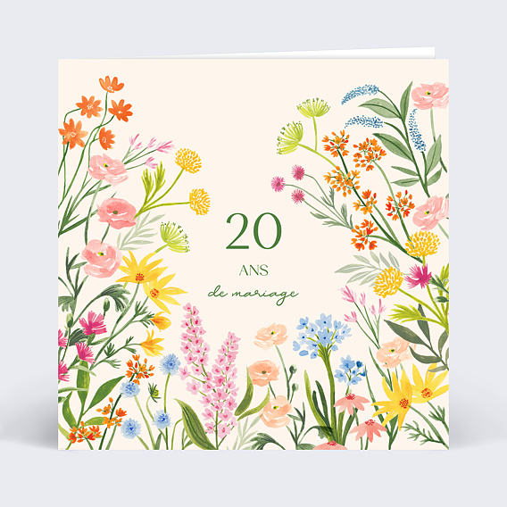 Invitation anniversaire mariage Jardin Romantique