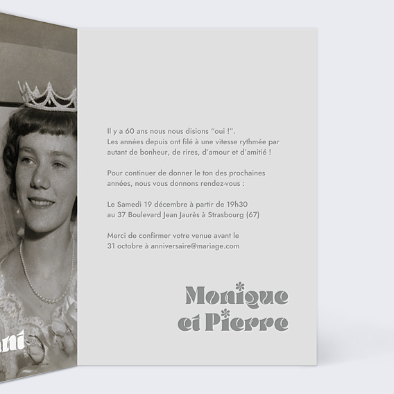 Invitation anniversaire de mariage 60 ans de mariage
