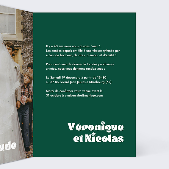 Invitation anniversaire de mariage 40 ans de mariage