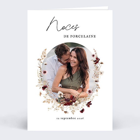Invitation anniversaire de mariage Couronne de Fleurs Sauvages