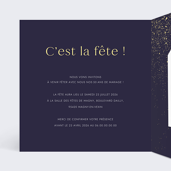 Invitation anniversaire de mariage Pluie de Fête avec graines
