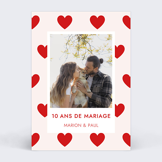Invitation anniversaire mariage 1001 Cœurs