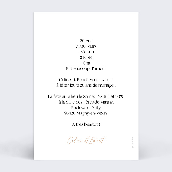 Invitation anniversaire mariage Couronne Printanière avec Photo Verso