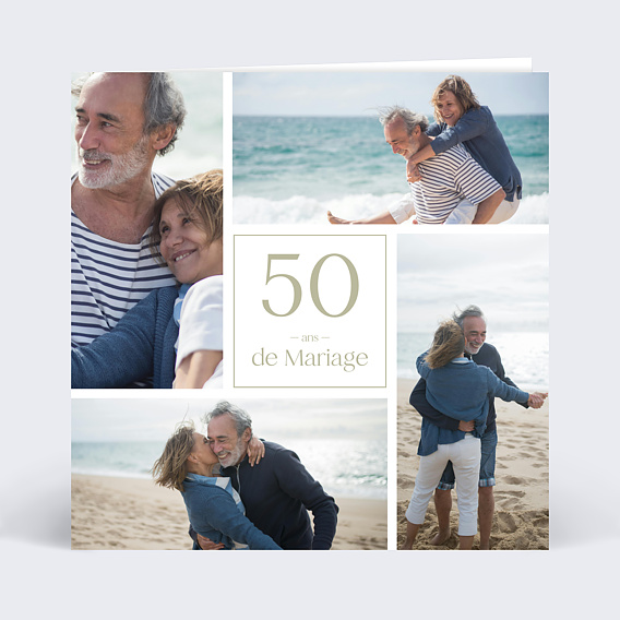 Invitation anniversaire mariage Etiquette carré