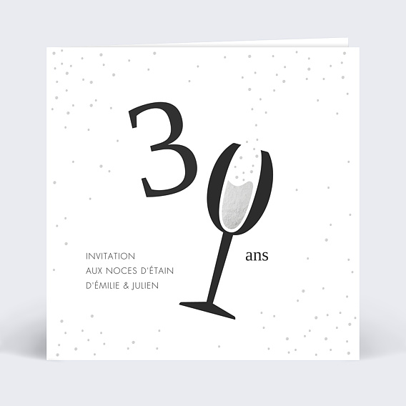 Invitation anniversaire mariage Levons nos Verres Chiffres