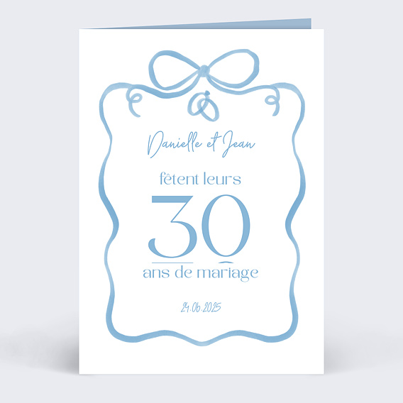 Invitation anniversaire mariage Alliances et Ruban